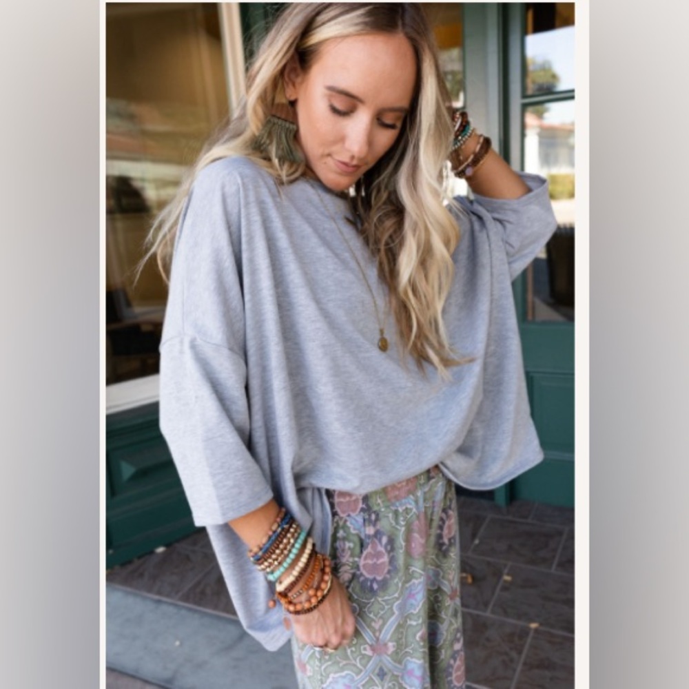 Wore once! Cozy oversized tee - Cool gray